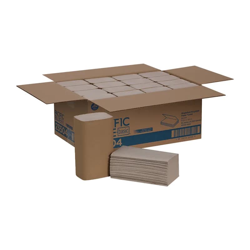 Pacific Blue Basic Envision Folded Paper Towel 9.25X10.25 IN 1PLY Kraft Single Fold EPA Indicator 250 Sheets/Pack