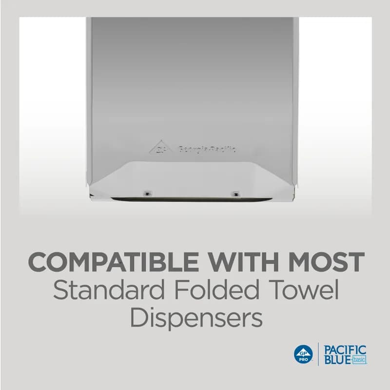 Pacific Blue Basic Folded Paper Towel 9.4X9.2 IN 1PLY White 1/2 Fold 250 Sheets/Pack 16 Packs/Case 4000 Sheets/Case