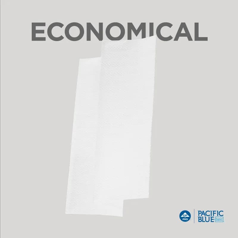 Pacific Blue Basic Folded Paper Towel 9.4X9.2 IN 1PLY White 1/2 Fold 250 Sheets/Pack 16 Packs/Case 4000 Sheets/Case