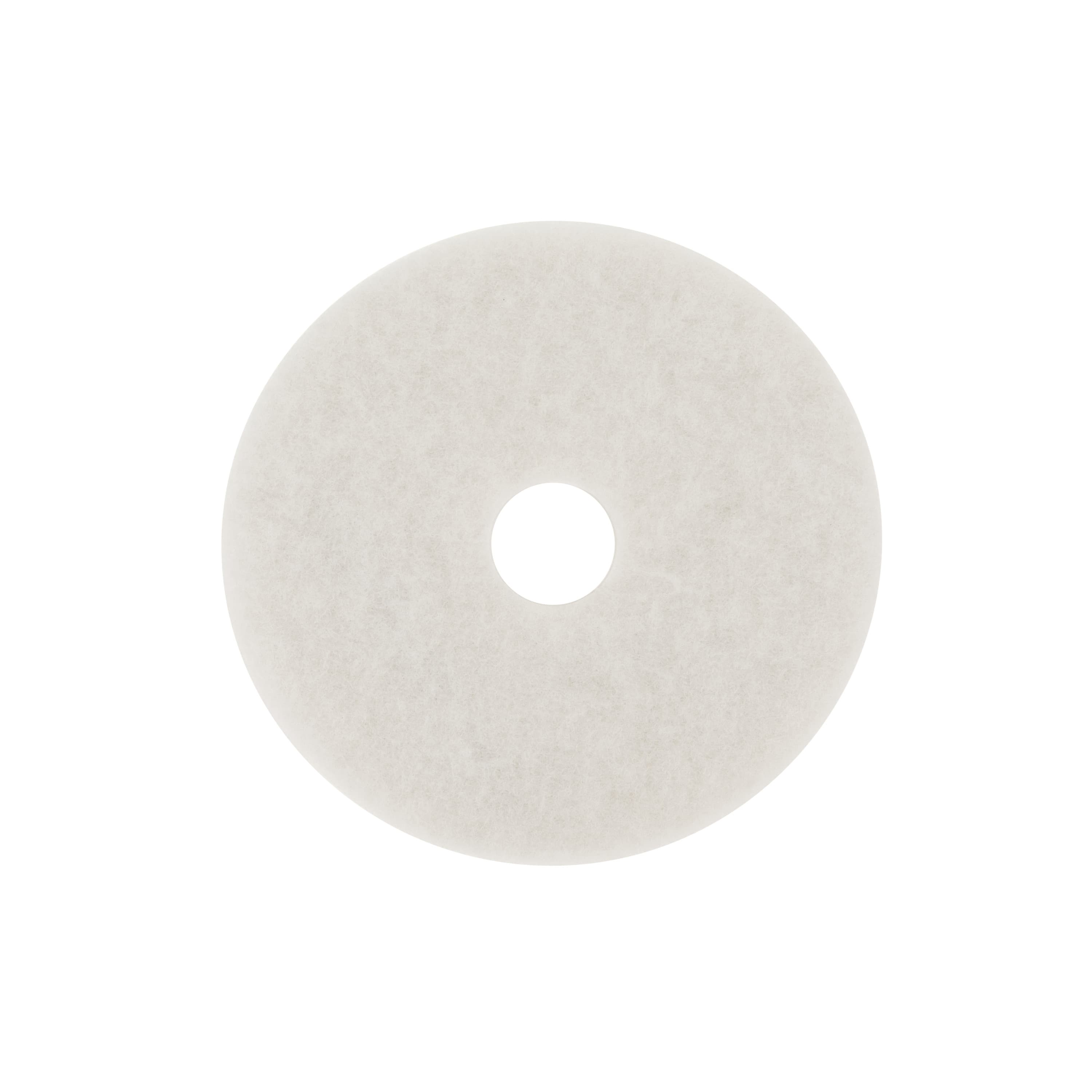 3M™ 4100 Buffing Pad 12X1 IN White Non-Woven Polyester Fiber 175-600 RPM Center Hole 5/Case