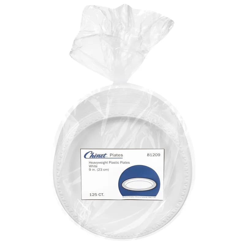 Plate 9 IN Plastic White Round Heavy Duty 500/Case