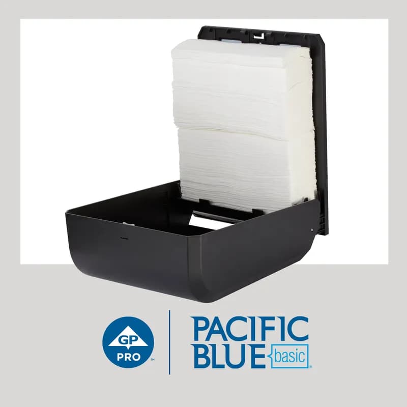 Pacific Blue Basic Folded Paper Towel 10.1X12.7 IN 1PLY White 1/2 Fold EPA Indicator 240 Sheets/Pack 10 Packs/Case