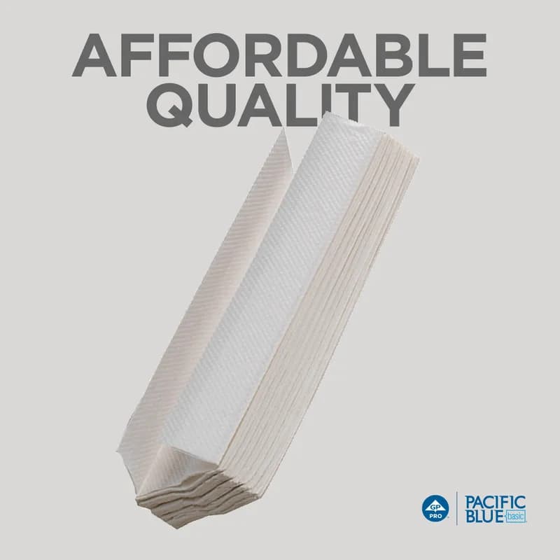 Pacific Blue Basic Folded Paper Towel 10.1X12.7 IN 1PLY White 1/2 Fold EPA Indicator 240 Sheets/Pack 10 Packs/Case