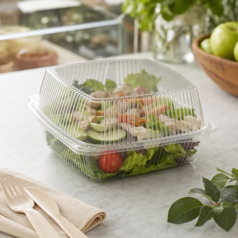 Take-Out Container Hinged With Dome Lid 7.1X7X3.2 IN PLA Clear Square 250/Case