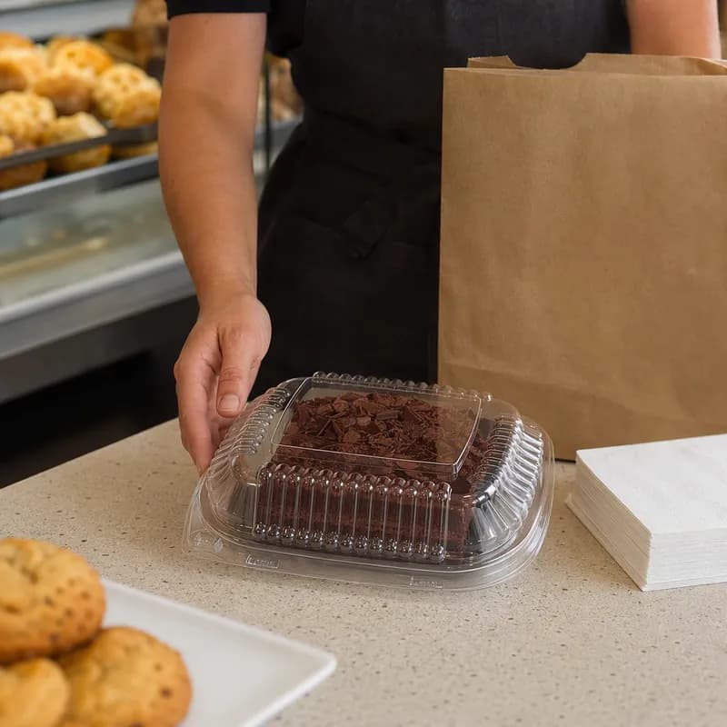 Take-Out Tray Base & Lid Combo Small (SM) 6.625X5.625X2.125 IN OPS Clear 250/Case