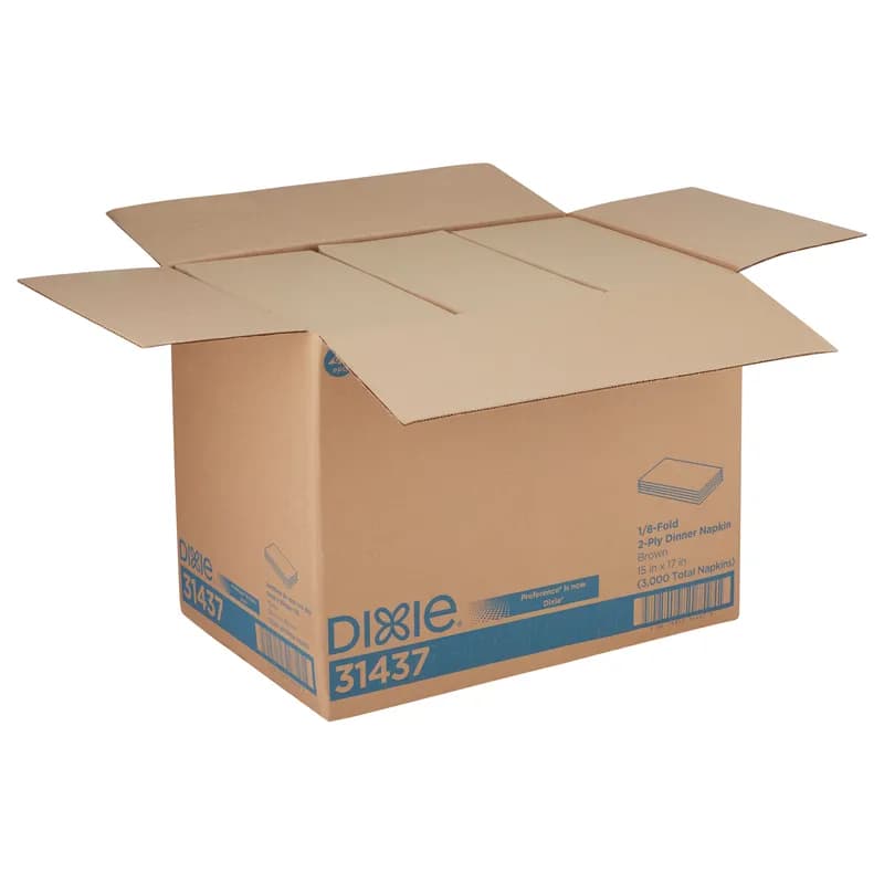 Dixie® Dinner Napkins 16.8X15 IN Kraft Paper 2PLY 1/8 Fold 250 Count/Pack 12 Packs/Case 3000 Count/Case