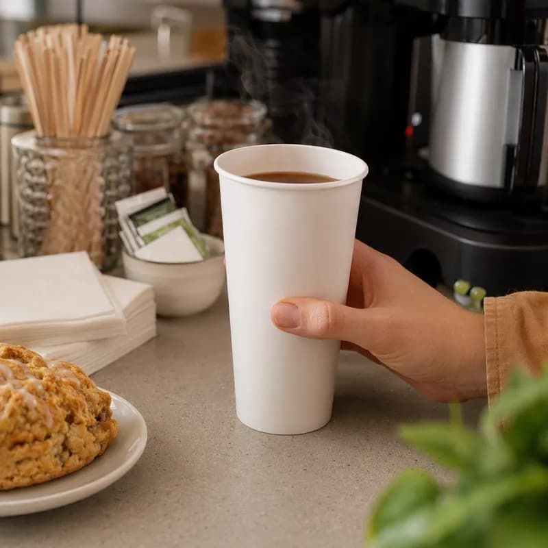 Hot Cup 20 OZ Single Wall Poly-Coated Paper White 600/Case
