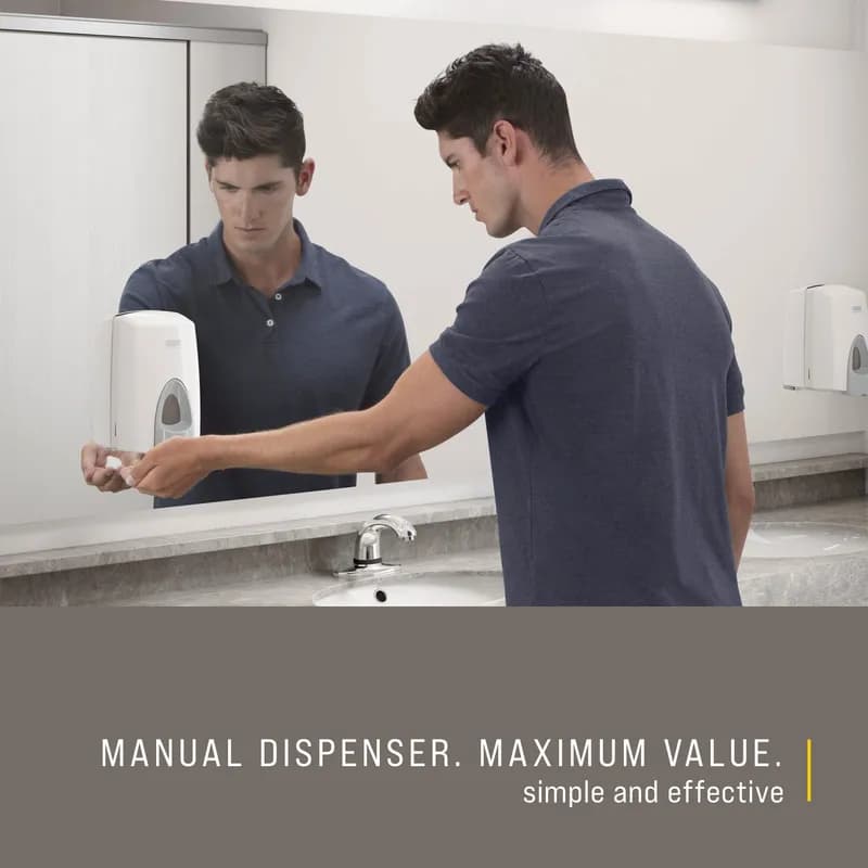 Soap Dispenser 5.25X4.75X9.75 IN White Plastic Manual Viewing Window Metered 1/Each