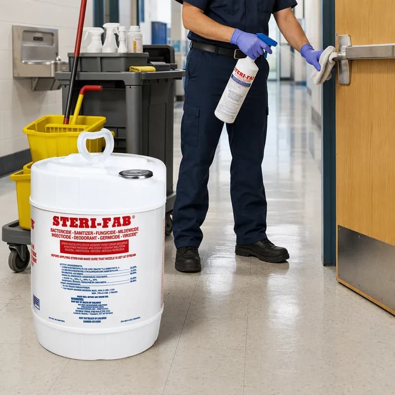 Steri-Fab® Unscented One-Step Disinfectant 5 GAL Multi Surface RTU Insecticidal Miticidal Fungicidal Germicidal 1/Drum