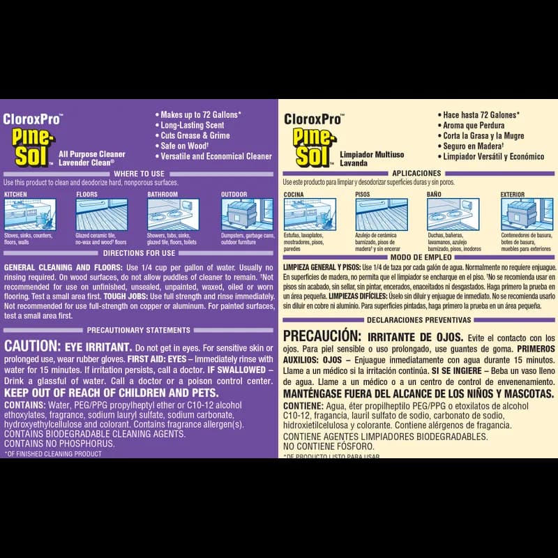 Pine-Sol® Lavender All Purpose Cleaner Deodorizer 1.125 GAL Multi Surface Concentrate Screw Cap 3/Case