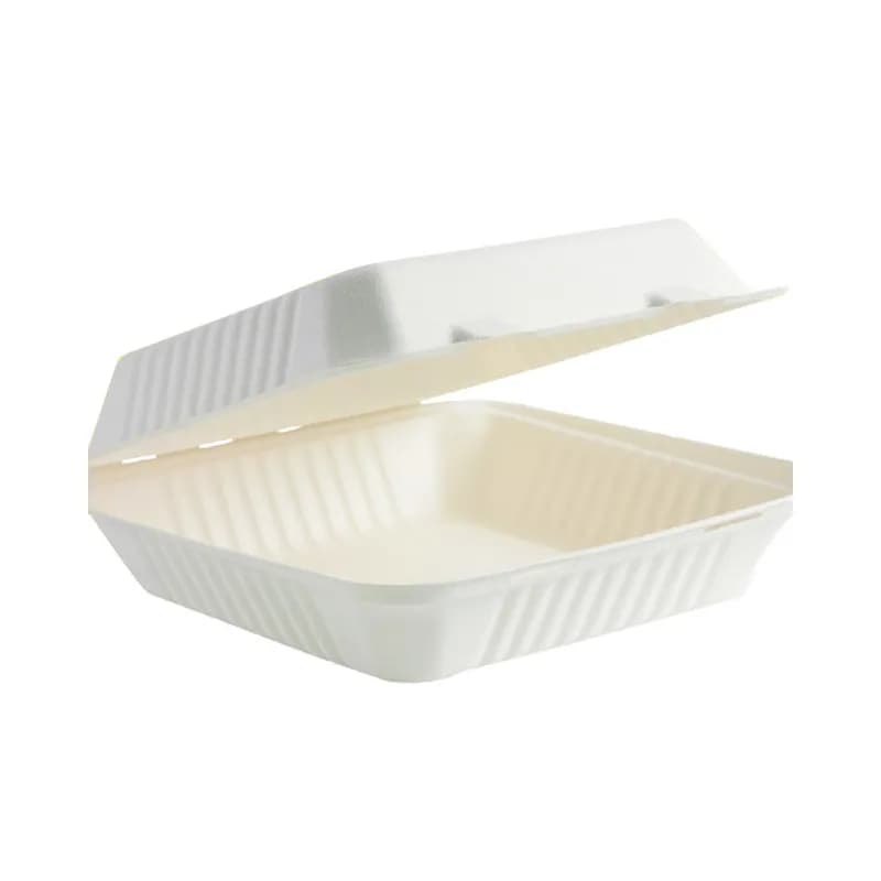 Take-Out Container Hinged With Dome Lid 9X9 IN Pulp Fiber Square 200/Case