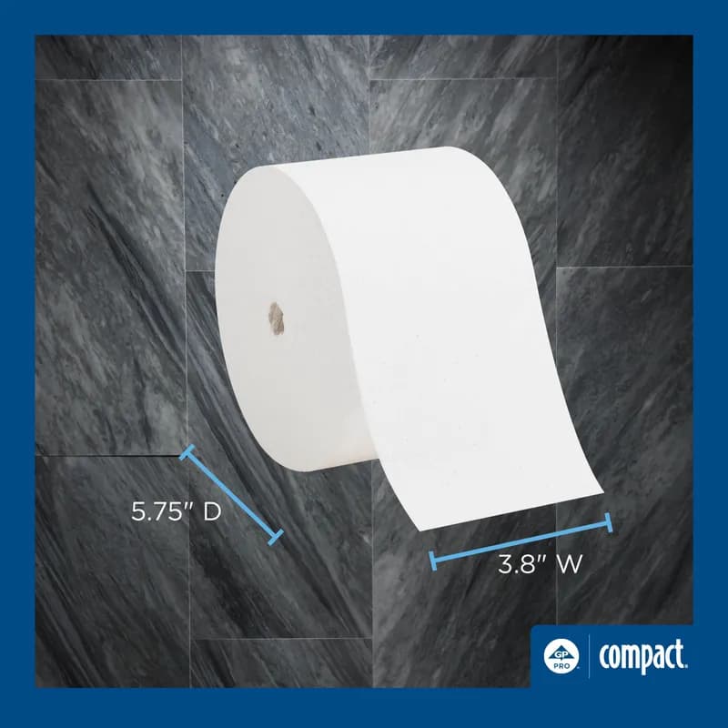 Compact® Toilet Paper & Tissue Roll 4X3.8 IN 1PLY White Coreless High Capacity 3000 Sheets/Roll 18 Rolls/Case