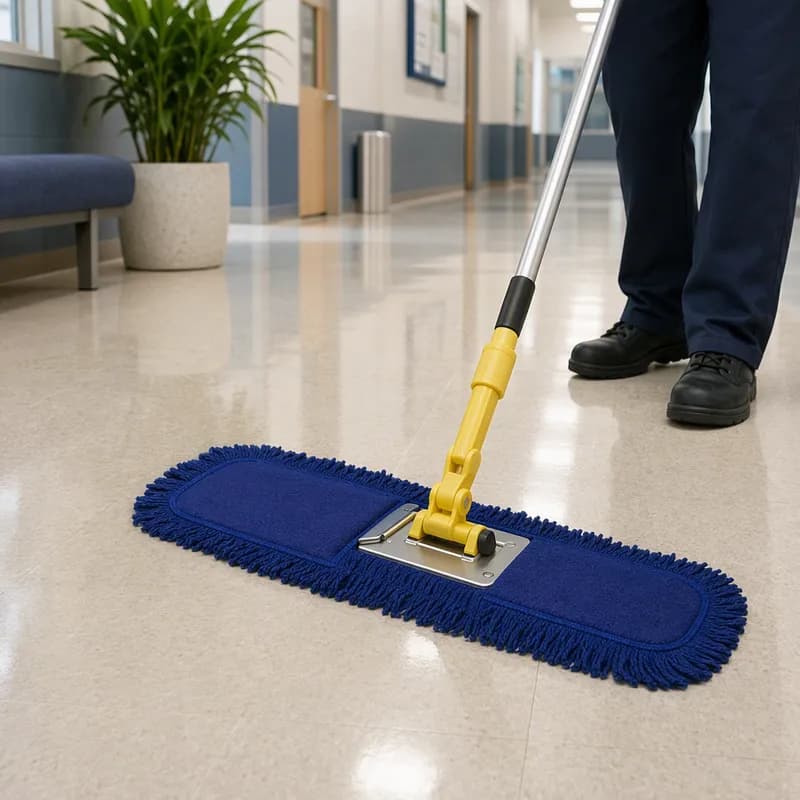 MaxiPlus® Dust Mop Head 18X5 IN Blue Microfiber Slip-On Slot Pocket Backing With Fringe 12/Case