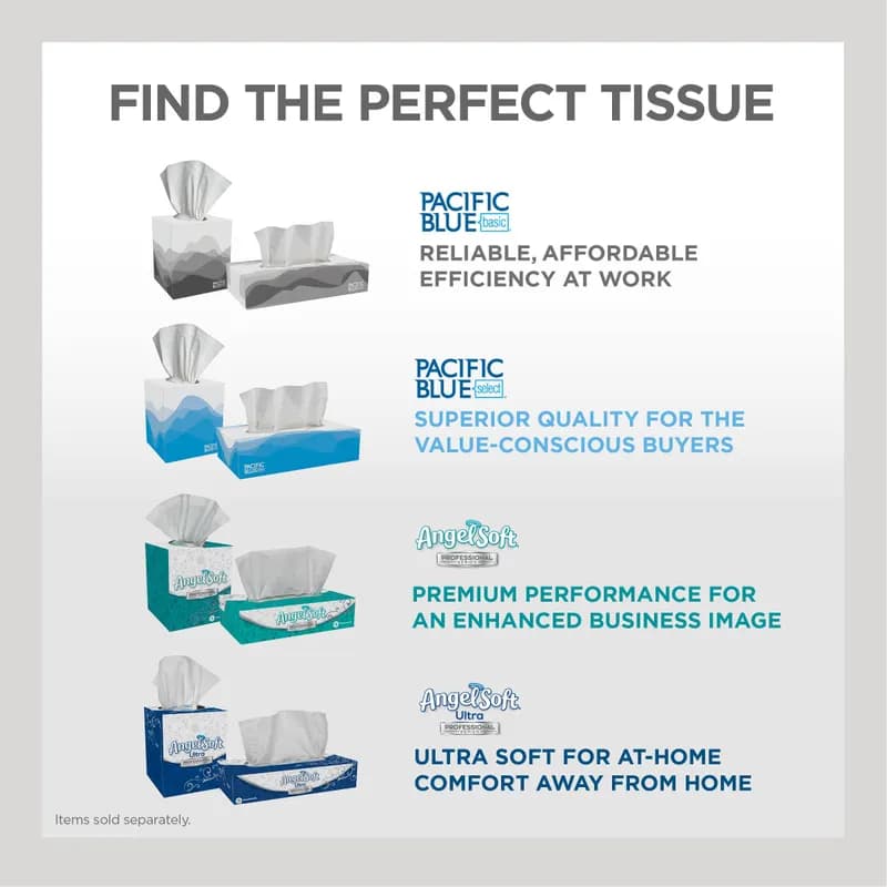 Pacific Blue Select Facial Tissue 8.4X7.5X5.25 IN 2PLY White 1/2 Fold EPA Indicator 100 Sheets/Pack 36 Packs/Case
