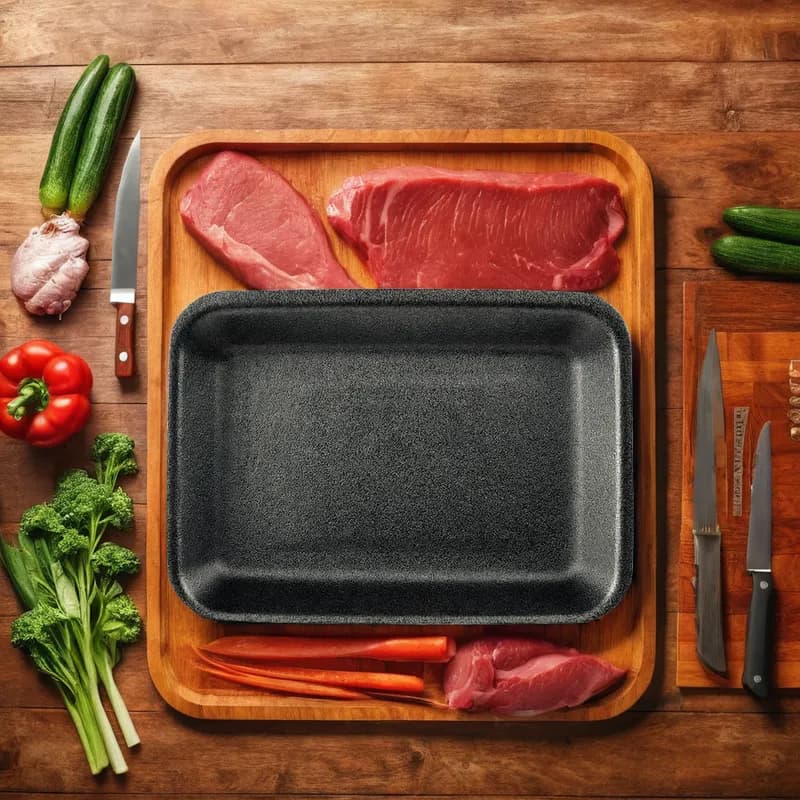 P4N Meat Tray Polystyrene Foam Black 300/Case