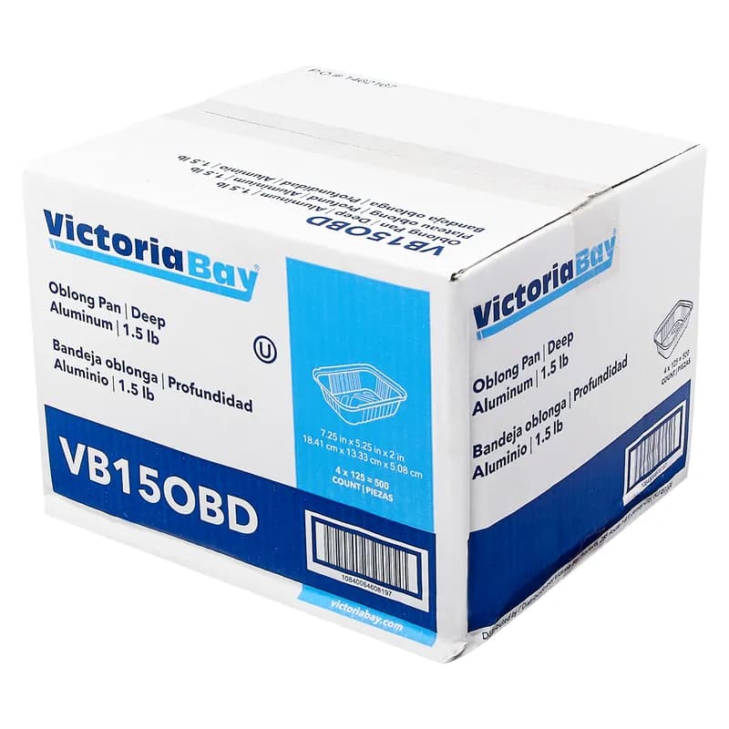 Victoria Bay Take-Out Container Base 7.063X5.125X2 IN Aluminum Silver Oblong Deep 500/Case