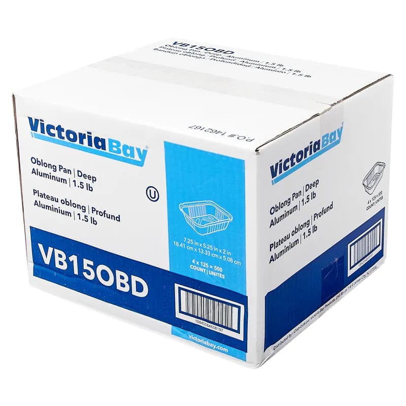 Victoria Bay Take-Out Container Base 7.063X5.125X2 IN Aluminum Silver Oblong Deep 500/Case