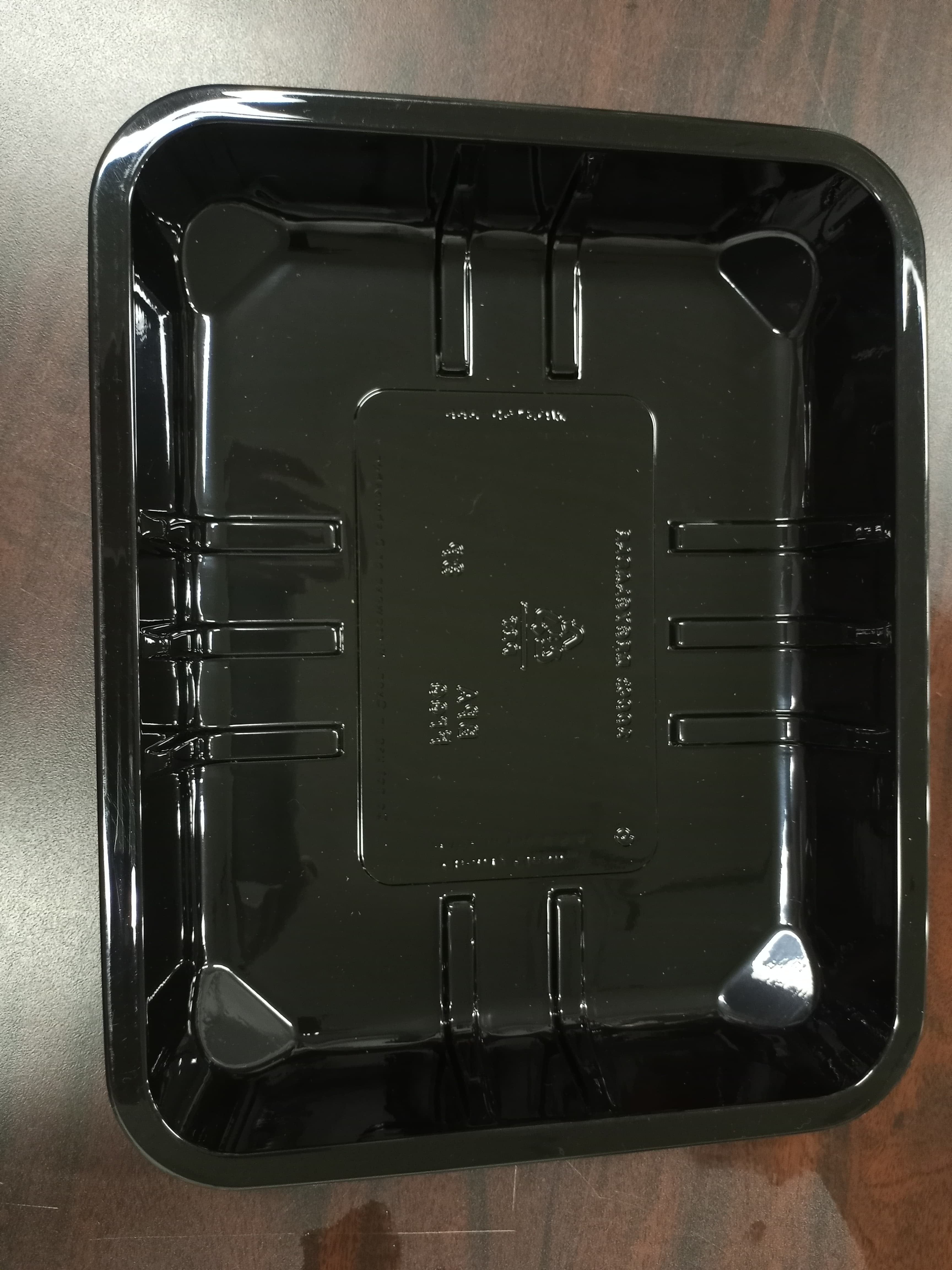 Take-Out Container Base 10.5X8.5X1.5 IN PET Black 288/Case