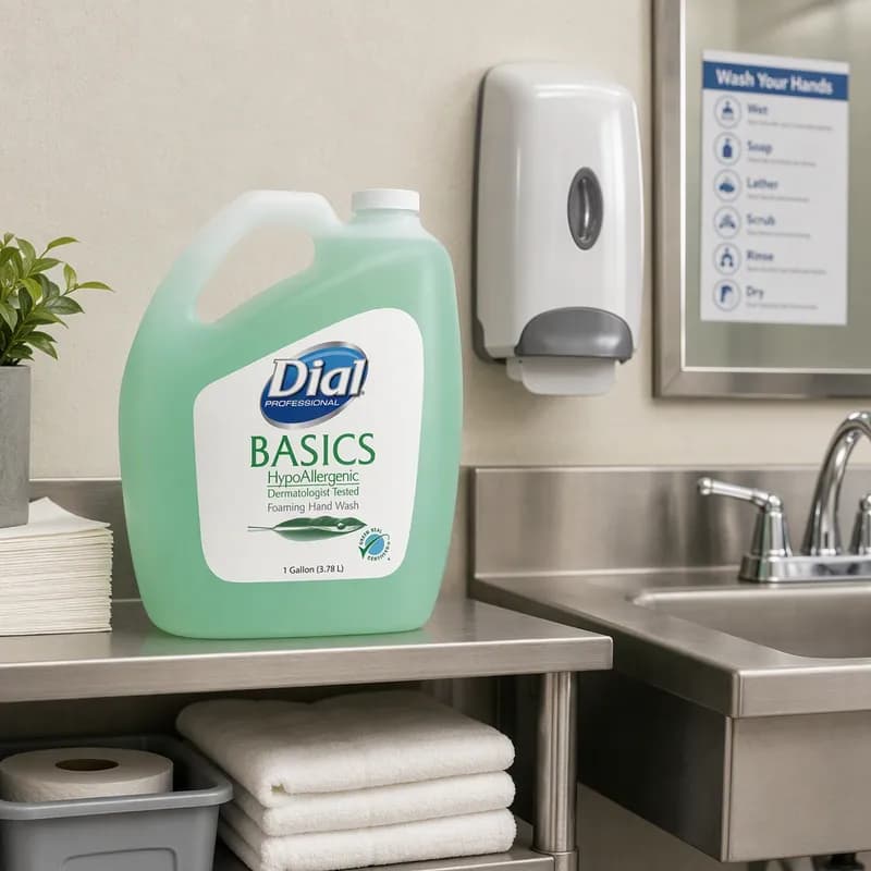 Dial Basics Hand Soap 1 GAL Light Green Foaming Aloe Advanced Moisturizers 4/Case