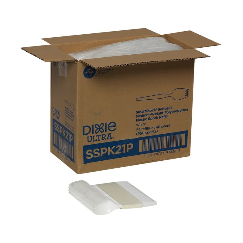 Dixie® Ultra SmartStock® Series-B Spork PP White Medium Weight Refill 960/Case