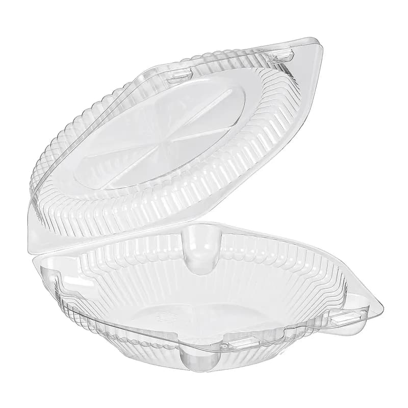 Essentials SureLock Pie Hinged Container With Dome Lid 7X7.375X2.0625 IN RPET Clear Round Shallow 300/Case