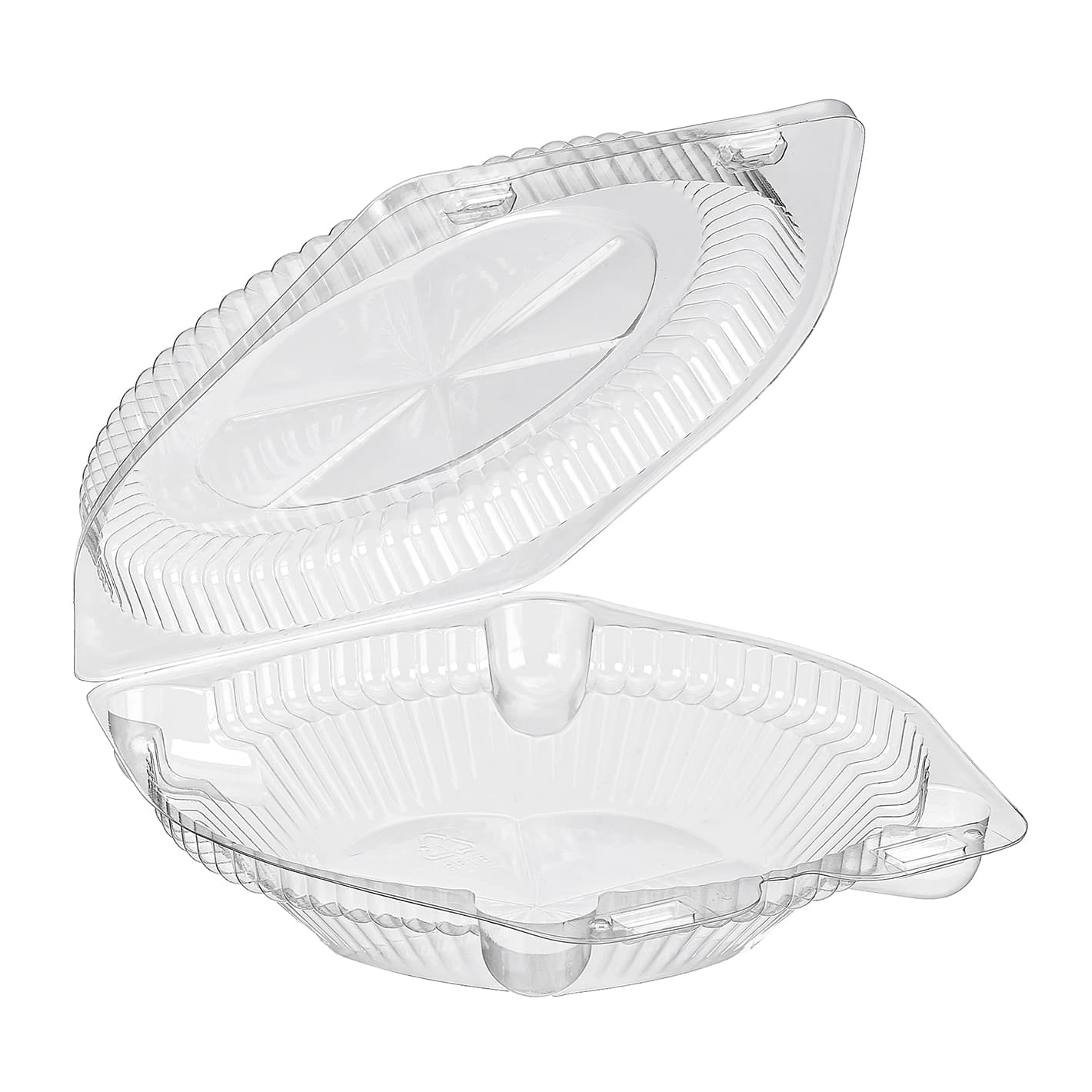 Essentials SureLock Pie Hinged Container With Dome Lid 7X7.375X2.0625 IN RPET Clear Round Shallow 300/Case