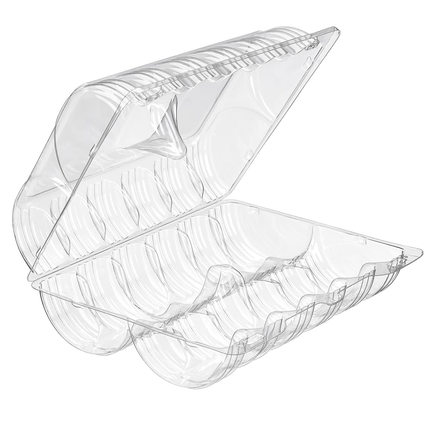Essentials SureLock Cookie Donut Hinged Container With Dome Lid 9.375X7.6875X3.5 IN 12 Compartment RPET Clear Rectangle 174/Case