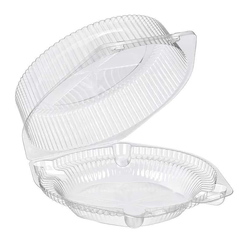 Essentials SureLock Pie Hinged Container With Dome Lid 8.875X9.25X3.625 IN RPET Clear Round Deep 200/Case