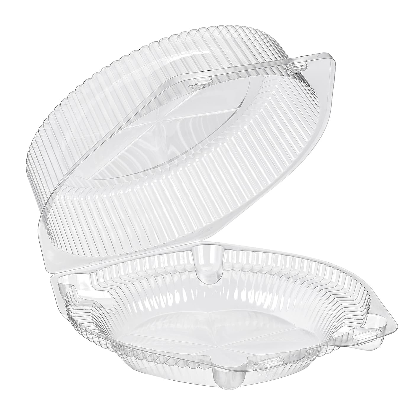 Essentials SureLock Pie Hinged Container With Dome Lid 8.875X9.25X3.625 IN RPET Clear Round Deep 200/Case