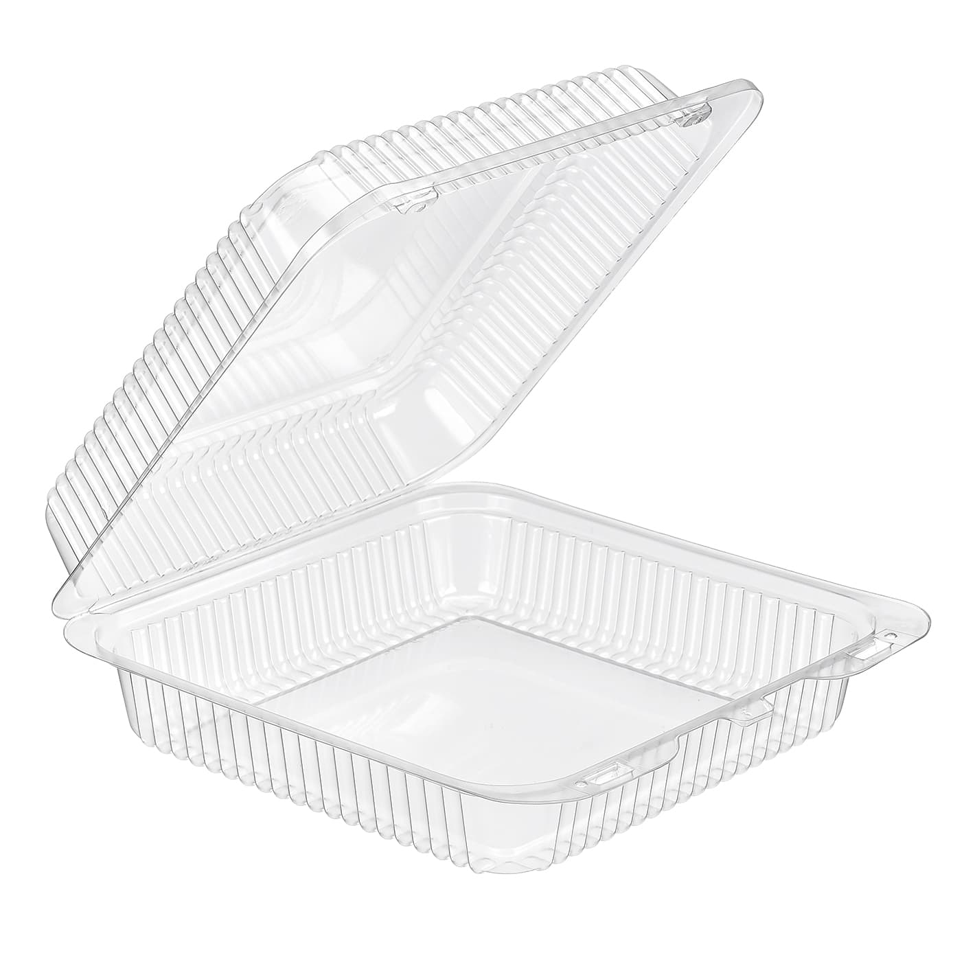 Essentials Take-Out Container Hinged With Dome Lid 8.5625X9X2.9375 IN RPET Clear Square 300/Case