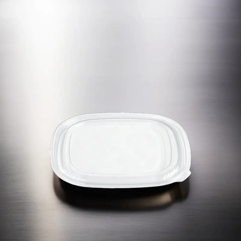 Fresh 'n Clear® Lid Flat Large (LG) 9X9X0.33 IN 1 Compartment PET Clear Square For 32-48-64 OZ Bowl Unhinged 150/Case