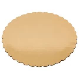 Cake Board 8 IN Corrugated Paperboard Gold Round Scalloped 200/Case