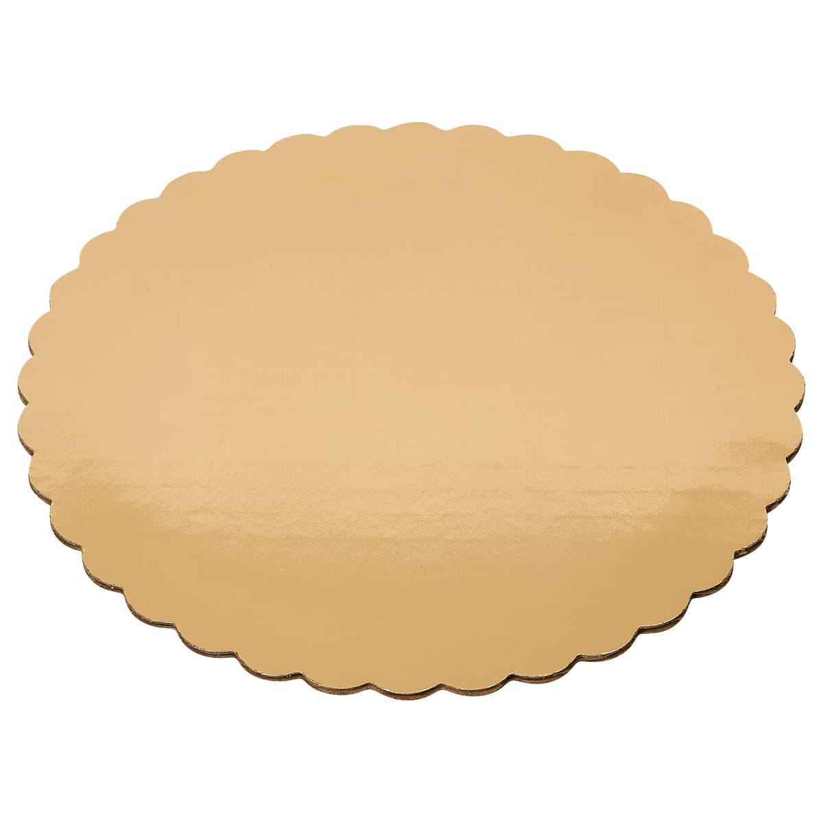 Cake Board 8 IN Corrugated Paperboard Gold Round Scalloped 200/Case