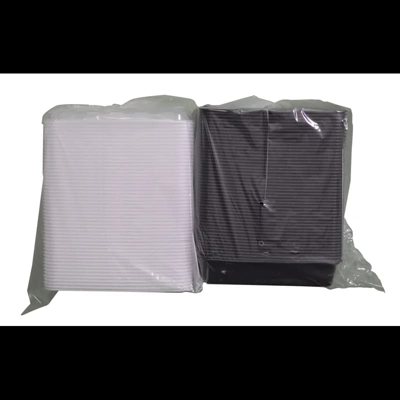 Take-Out Container Base & Lid Combo 28 OZ Plastic Black Clear Oblong 150/Case