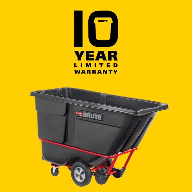 Brute® Utility Tilt Truck 34X72.25X49.63 IN 1 Cubic Yard 1250 LB Black Red Plastic Steel FDA Approved 1/Each