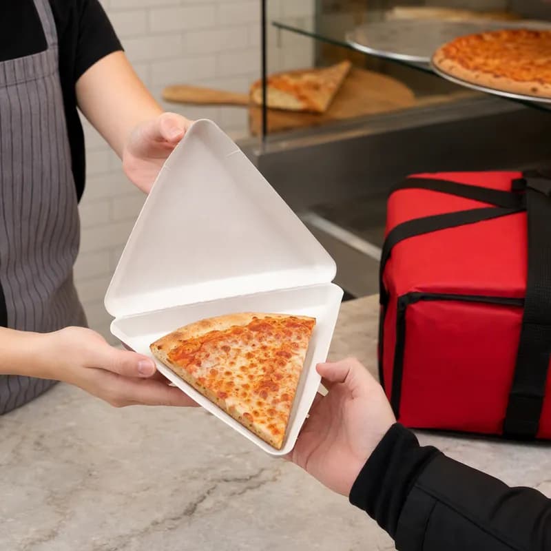 Pizza Slice Container Hinged Plant Fiber Oven Safe 200/Case