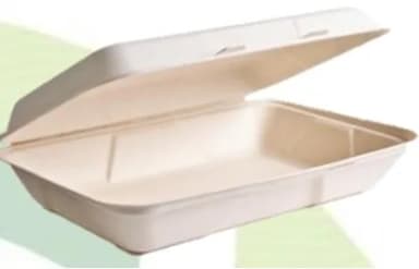 Take-Out Container Hinged 9X12X3 IN Sugarcane Natural Rectangle 150/Case