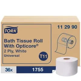 Tork OptiCore® Toilet Paper & Tissue Roll T11 4X3.75 IN 585 FT 1PLY Universal Embossed 1755 Sheets/Roll 36 Rolls/Case
