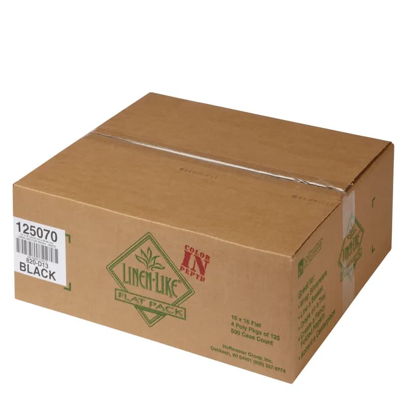 Linen-Like® Napkins 16X16 IN Black Airlaid Paper Ultra PLY 125 Count/Pack 4 Packs/Case 500 Count/Case