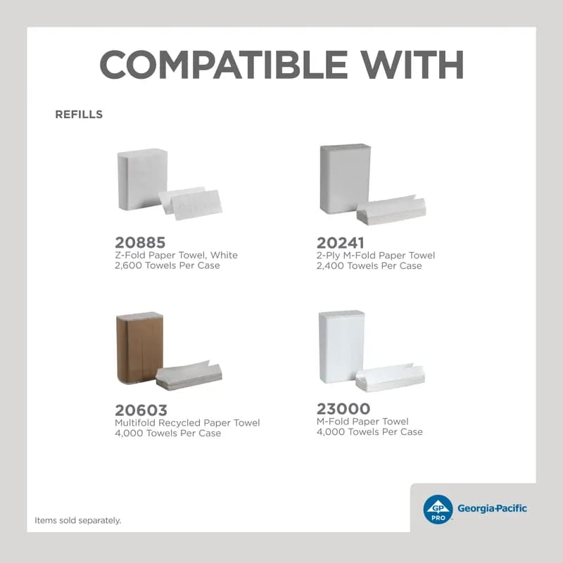 Georgia-Pacific Pro® Paper Towel Dispenser 4.438X11.75 IN Metal Wall Mount, Locking White Multifold 1/Each