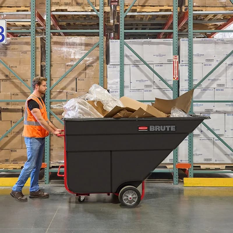 Brute® Utility Tilt Truck 44X81X49 IN 1.5 Cubic Yard 1200 LB Black Red PE Steel FDA Approved 1/Each