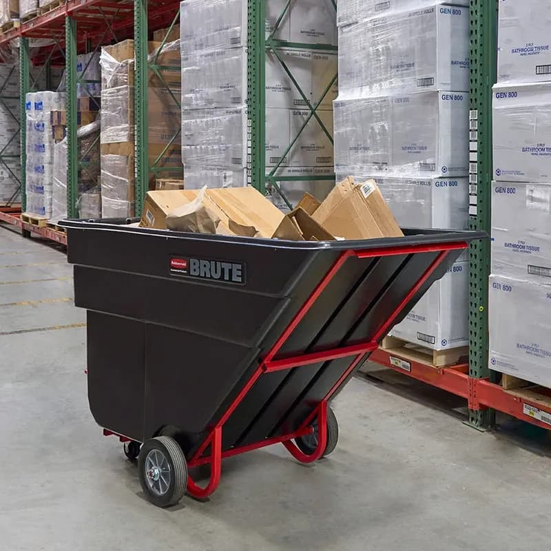Brute® Utility Tilt Truck 44X81X49 IN 1.5 Cubic Yard 1200 LB Black Red PE Steel FDA Approved 1/Each