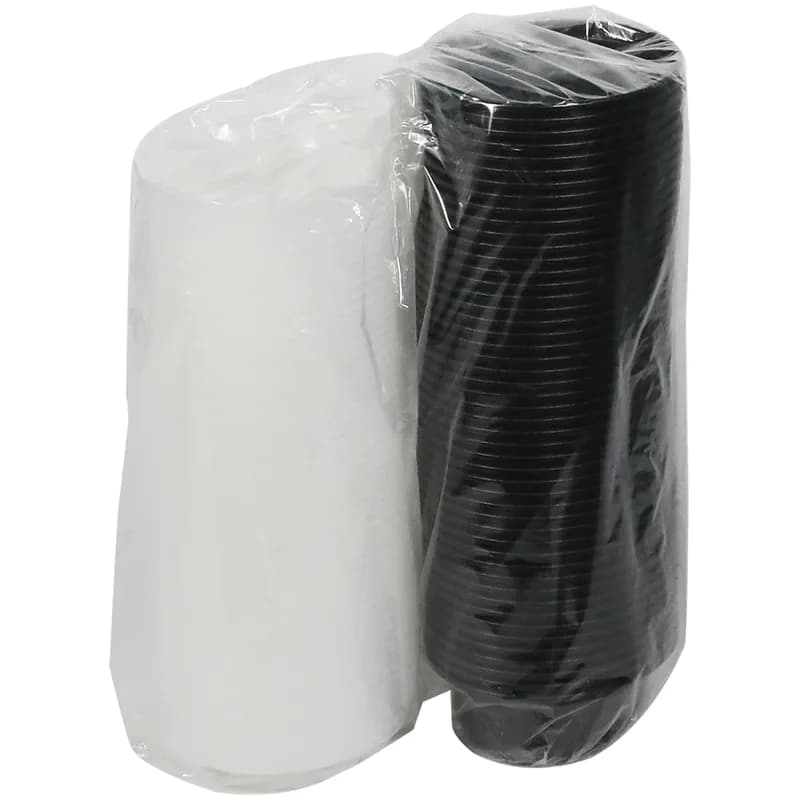 Take-Out Container Base & Lid Combo With Dome Lid 8 OZ PP Black Clear Oval 150/Case
