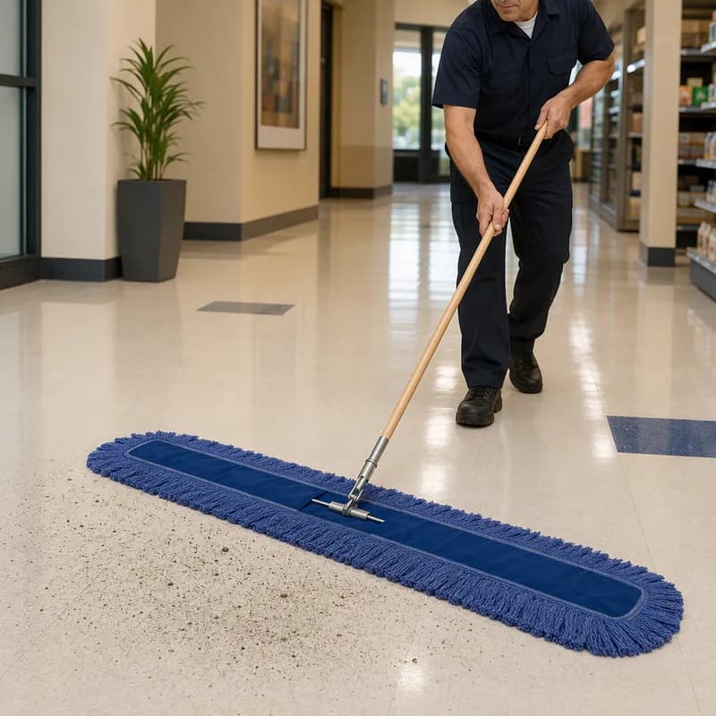 Dustroyer® Dust Mop Head 72X5 IN Blue Cotton Cut End 4 Ply Yarn 3/Case