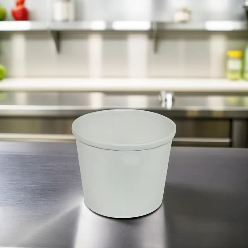 Soup Food Container Base & Lid Combo With Plastic Lid 12 OZ Paper White Round 250/Case