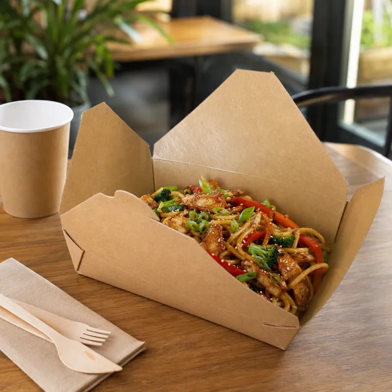Bio-Pak® Take-Out Box Fold-Top 8.083X6.25X1.875 IN Paper Kraft 200/Case