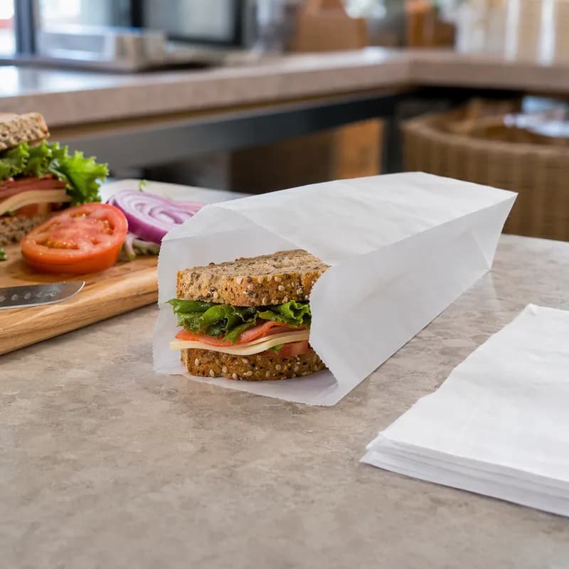 Sandwich Bag 5X2.62X9.75 IN 3 LB Glassine Paper White Panda Box Gusset 1000/Case