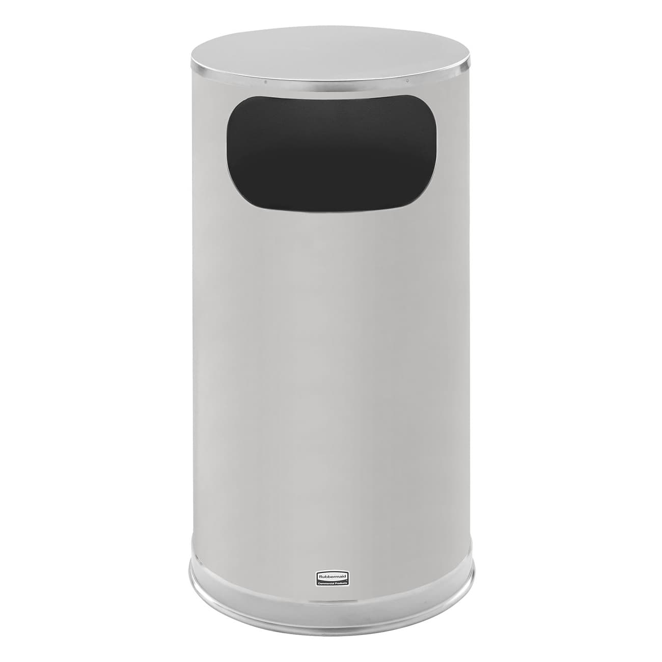 Trash Can 15X15X28 IN 12 GAL Stainless Metal With Flat Lid Half Round Side Open With Galvanized Liner 1/Each