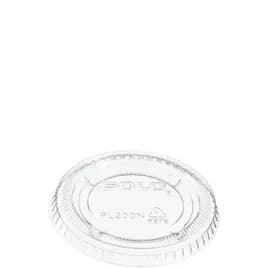 Solo® Lid Flat Medium (MED) 2.577X0.3 IN PET Clear Round For 2 OZ Souffle & Portion Cup 125 Count/Pack 20 Packs/Case