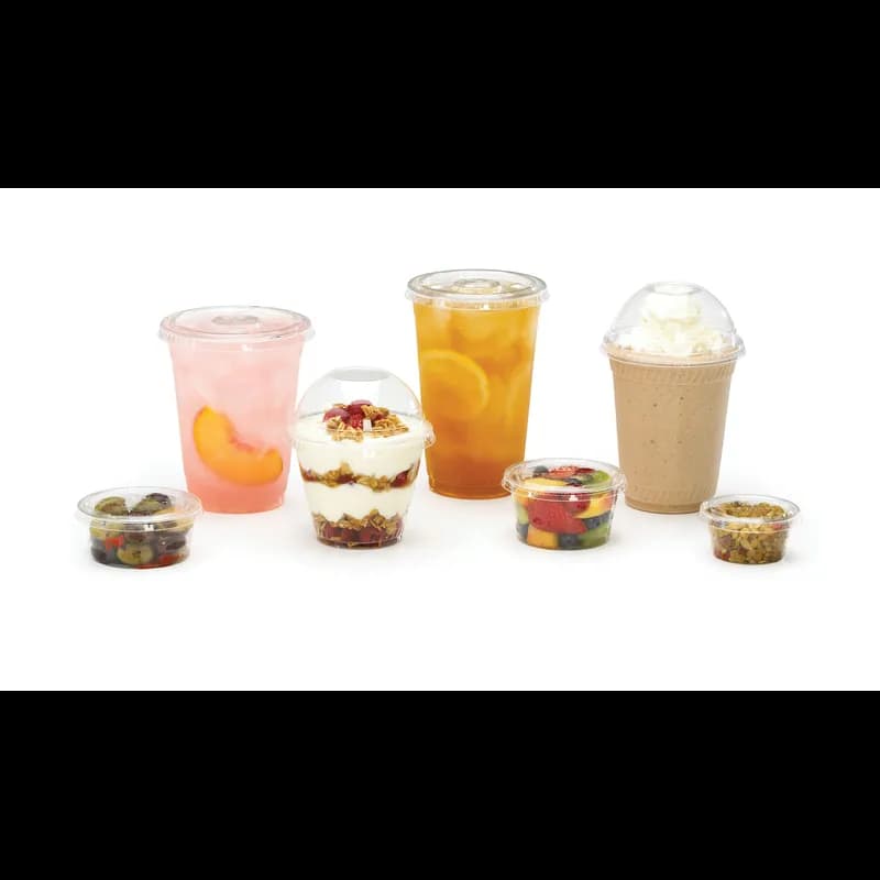 Greenware® Lid Flat 4X0.3 IN PLA Clear For 12-24 OZ Cold Cup With Hole Identification 1000/Case